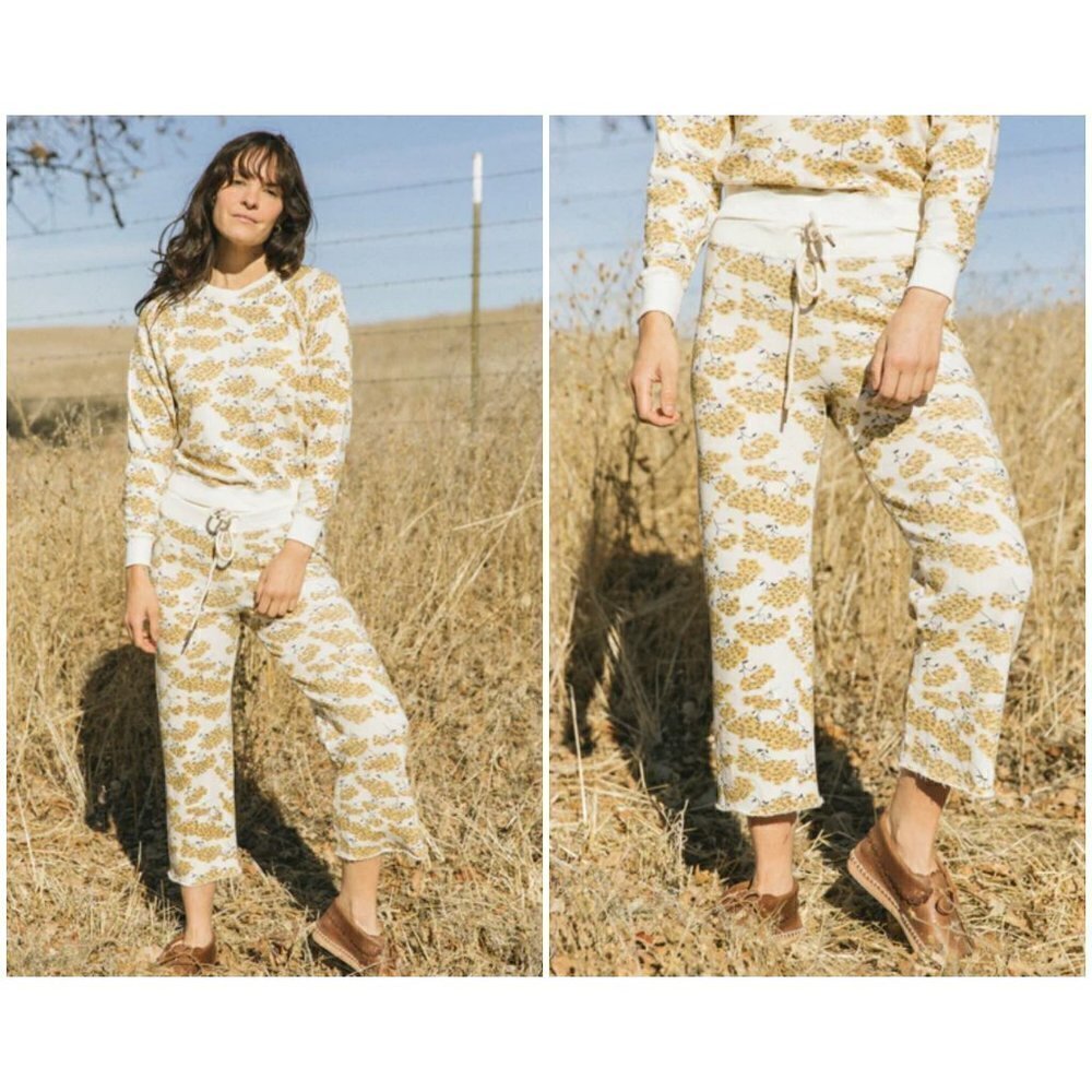 💕THE GREAT💕 The Wide Leg Cropped Sweatpant ~ Camomile Floral Size 2 M NWT